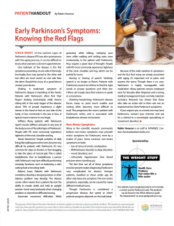 NEW! Early Parkinson`s Symptoms:Knowing the Red Flags