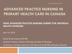 advanced practice nursing in primary health care in canada