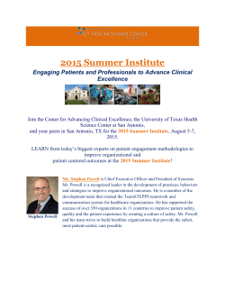 2015 Summer Institute - The University of Texas Health Science