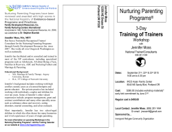 Training of Trainers - Nurturing Parenting