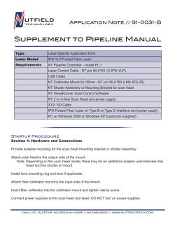 Nutfield Tech`s Supplement to Pipeline Manual â Startup Procedure
