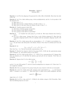 Exercises - Algebra I Autumn 2014
