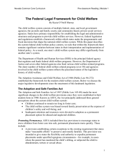 The Federal Legal Framework for Child Welfare