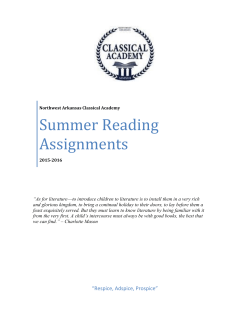 Summer Reading Assignments - Northwest Arkansas Classical