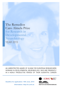 The Remedios Caro Almela Prize for Research in Developmental
