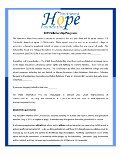 UFCW SCHOLARSHIP PROGRAM - Northwest Hope Foundation