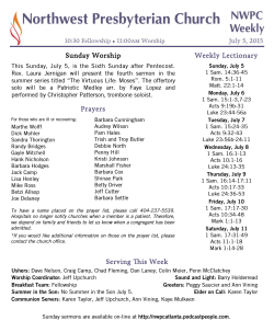 NWPC Weekly/Bulletin - Northwest Presbyterian Church