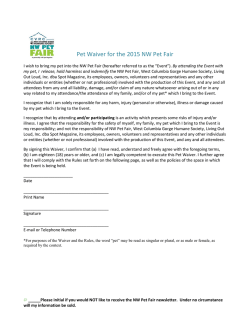 Pet Waiver Form - The NW Pet & Companion Fair