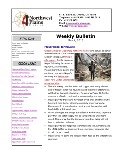 NWP Weekly Bulletin ~ May 1, 2015