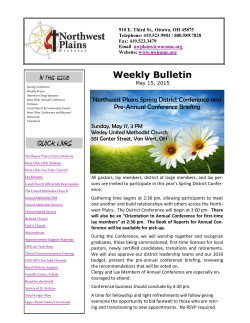 NWP Weekly Bulletin ~ May 15, 2015
