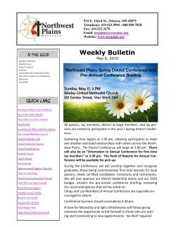 NWP Weekly Bulletin ~ May 8, 2015
