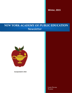 Read Our Newsletter - New York Academy of Public Education