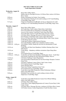 2015 Youth Building Schedule - NYS 4-H