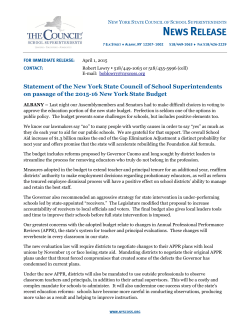 news release - The New York State Council of School Superintendents