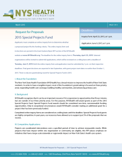 2015 Special Projects Fund - New York State Health Foundation