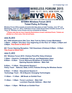 NYSWA Wireless Forum 2015 Ticket Policy & Pricing