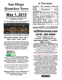 San Diego Homeless News May 1, 2015