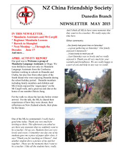 Dunedin Branch NZCFS Newsletter MAY 2015