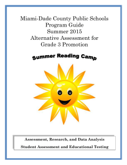 Summer 2014 Alternative Assessment for Grade 3 Promotion