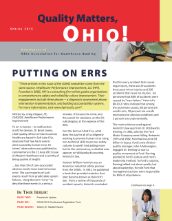 Newsletter - Spring 2015 - Ohio Association for Healthcare Quality