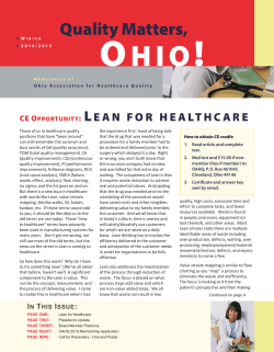 Newsletter - Winter 2014-2015 - Ohio Association for Healthcare