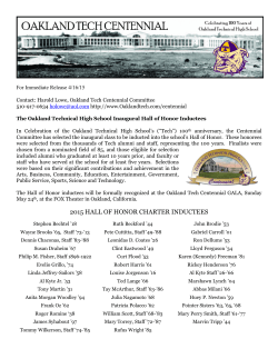 2015 HALL OF HONOR CHARTER INDUCTEES