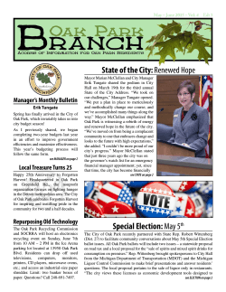 State of the City: Renewed Hope Special Election: May 5th