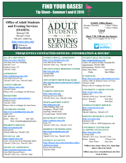 FIND YOUR OASES! - The Office of Adult Students and Evening