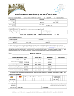 2015/2016 OAVT Membership Renewal/Application