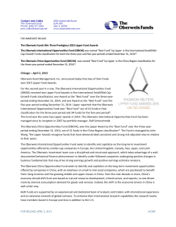 Press Release - Oberweis Asset Management