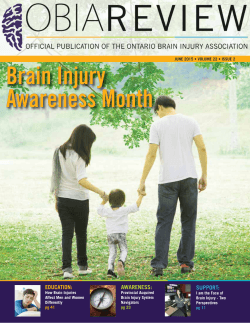 OBIA Review Volume 22, Issue 2 - Ontario Brain Injury Association