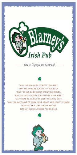 PROOF Centralia Menu - O`Blarney`s Irish Pub