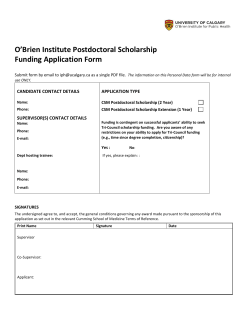O`Brien Institute Postdoctoral Scholarship Funding Application Form