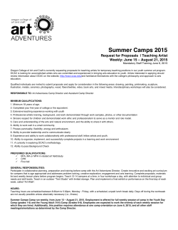 Summer Camps 2015 - Oregon College of Art and Craft