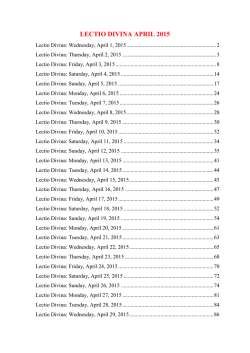 LECTIO DIVINA APRIL 2015