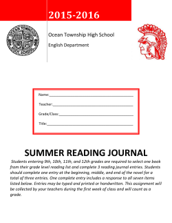 SUMMER READING JOURNAL - Township of Ocean School District