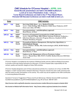 CME Schedule for O`Connor Hospital
