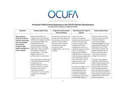 Provincial Political Party Responses to the OCUFA Election
