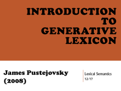 INTRODUCTION TO GENERATIVE LEXICON