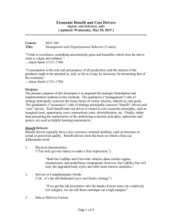 Economic Benefit and Cost Drivers