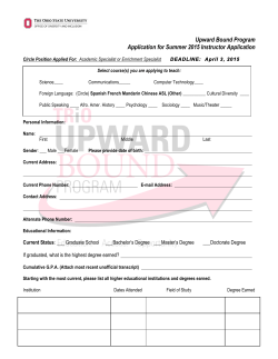 Upward Bound Program Application for Summer 2015 Instructor