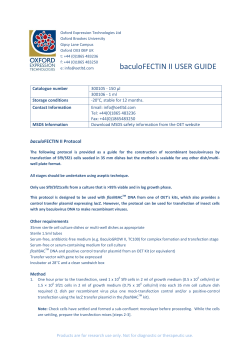 baculoFECTIN II USER GUIDE - Oxford Expression Technologies