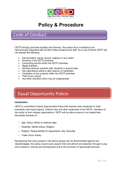 Policy & Procedure Code of Conduct Equal Opportunity Policiy