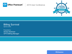 Billing Survival April 23, 2015 Presented by