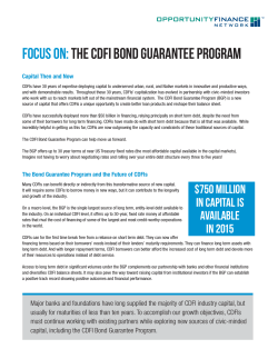 Focus On:The CDFI Bond Guarantee Program