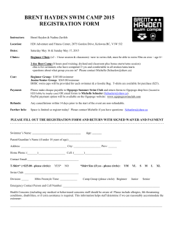 Brent Hayden Swim Camp Registration Forms