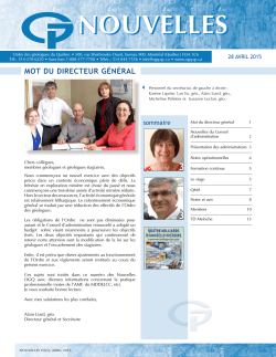 Nouvelles OGQ, avril 2015 - Ordre des GÃ©ologues du QuÃ©bec