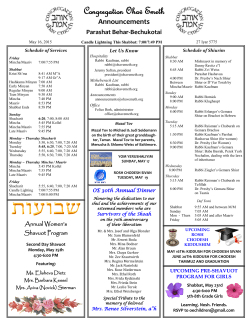 Announcements Parashat Behar-Bechukotai