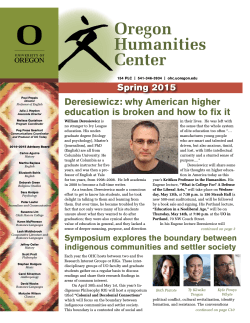 Spring 2015 newsletter - Oregon Humanities Center