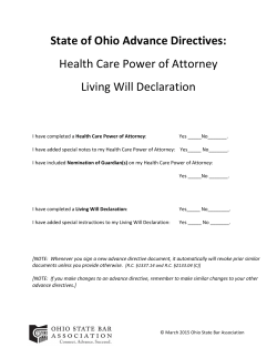 State of Ohio Advance Directives: Health Care Power of Attorney